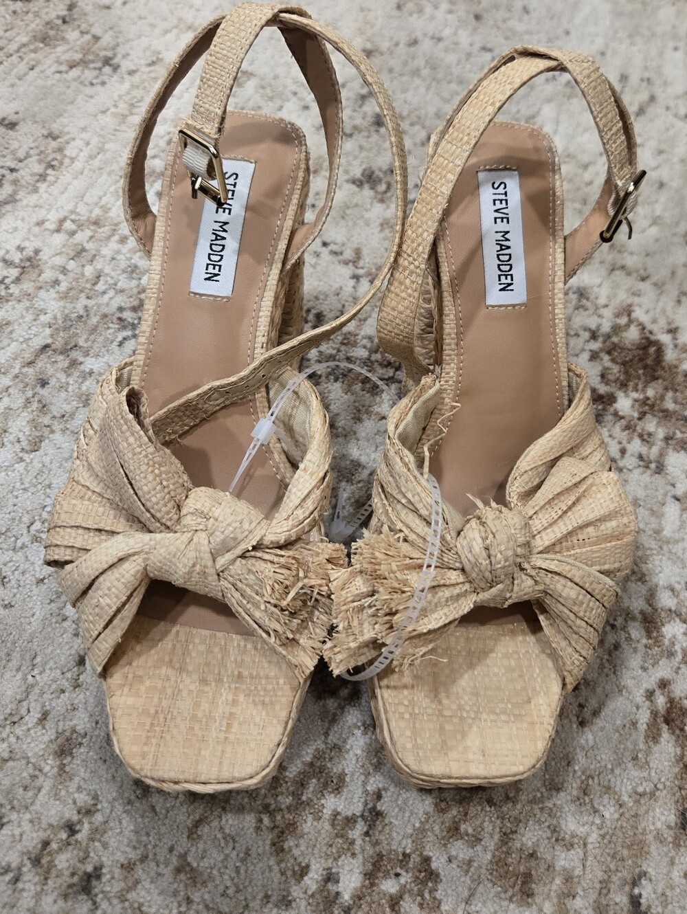 Steve Madden Romey Rafia Knotted Platform Sandals Size 9 NWT